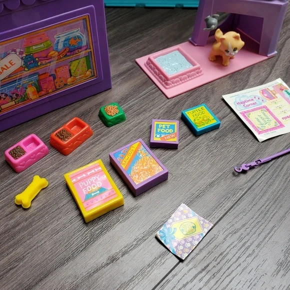 Vtg 1992 Littlest Pet Shop Store ~ Carry Case ~ Playsets Accessories ~ Birds Cat - Picture 6 of 12